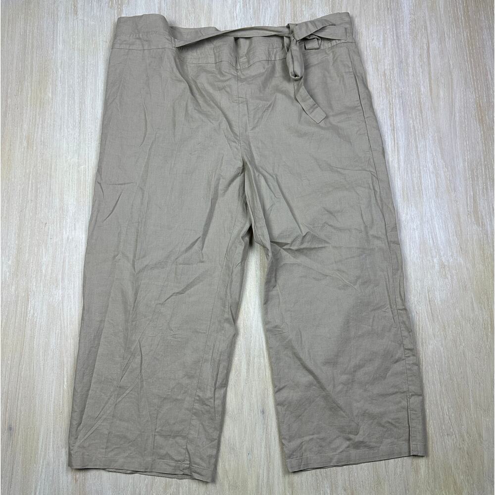 NWT Grae Cove Linen Cotton Hippie Boho Lagenlook Wide Leg Tie Waist Pants XXL